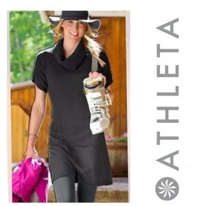 Athleta Zuni‎ Sweater Dress Black Cowl Neck Size Medium
